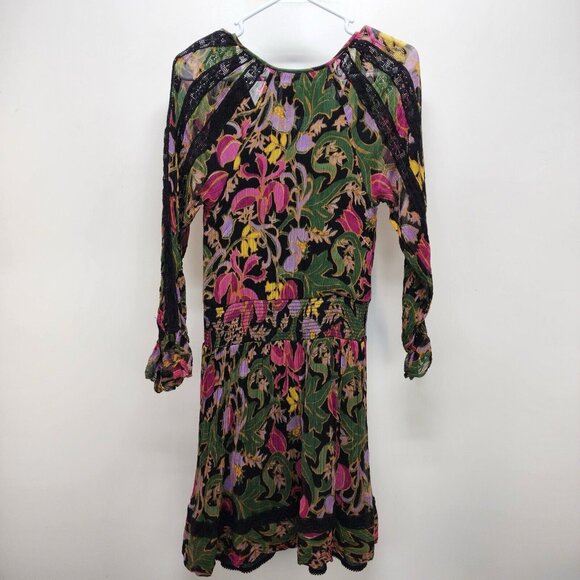 By Anthropologie Mini Dress Sz XS Women’s Genevieve Multicolor Floral Lace Boho - Picture 10 of 10